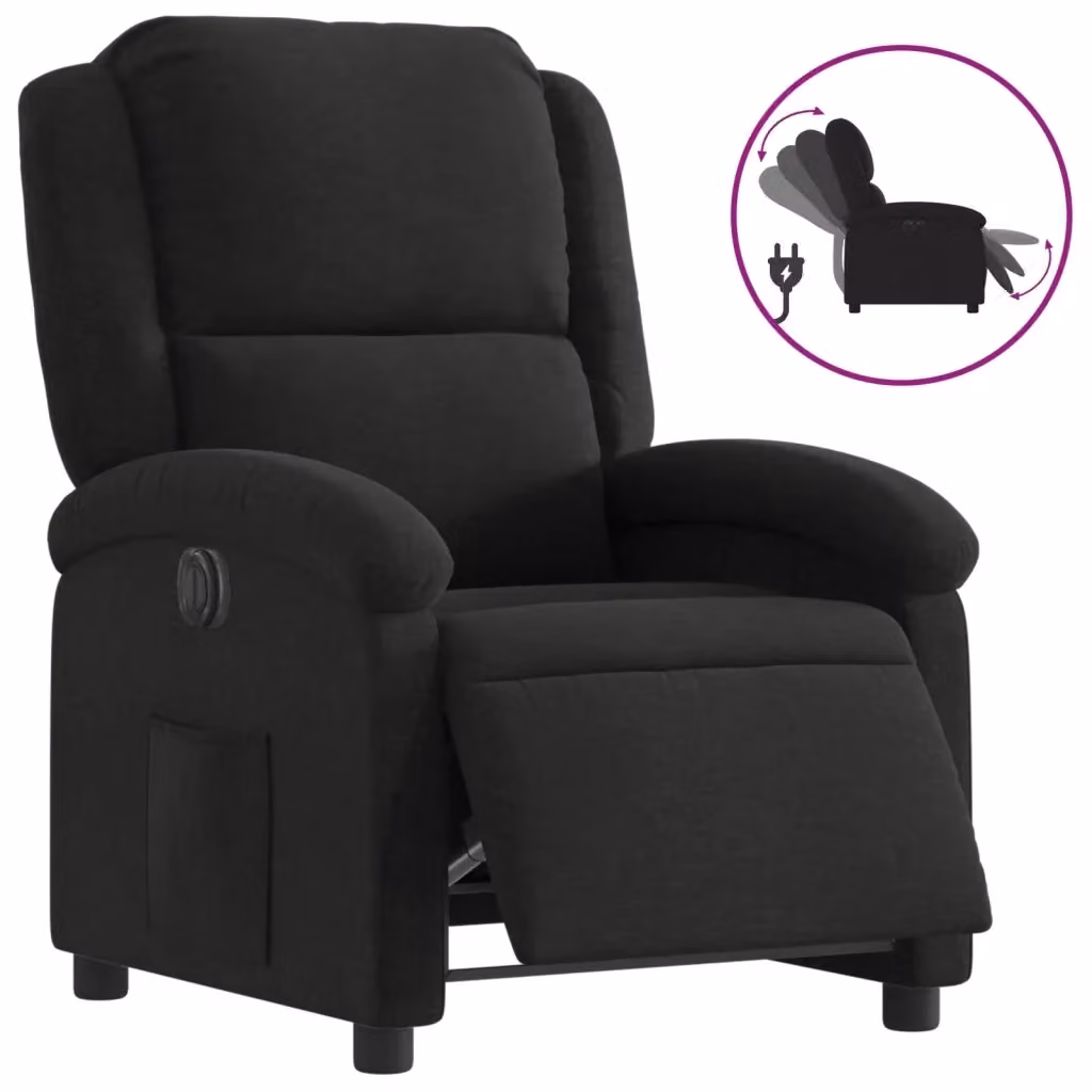 Poltrona elettrica reclinabile relax vidaXL in tessuto nero con braccioli – 2