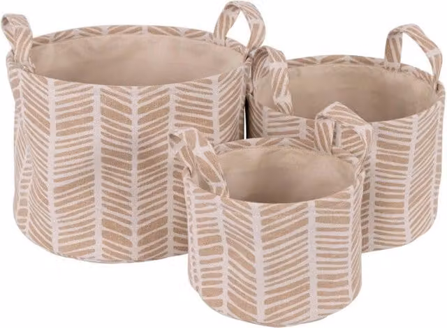 Set di 18 Cesti Portatutto Tondi con Manici Ximba Beige