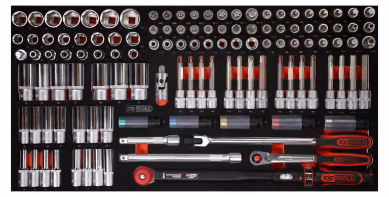 set di chiavi a bussola da 1/2" con inserto in schiuma, 120 pezzi