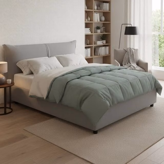 Letto Matrimoniale Talamo Italia con Contenitore e Materasso Incluso, Grigio, L/P: 160 x 200 cm – 1