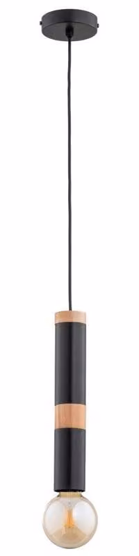 Lampada a sospensione AKORD nero-legno chiaro 1xE27x15W legno, dimensioni: 85x10x10 cm, IP20 Alfa