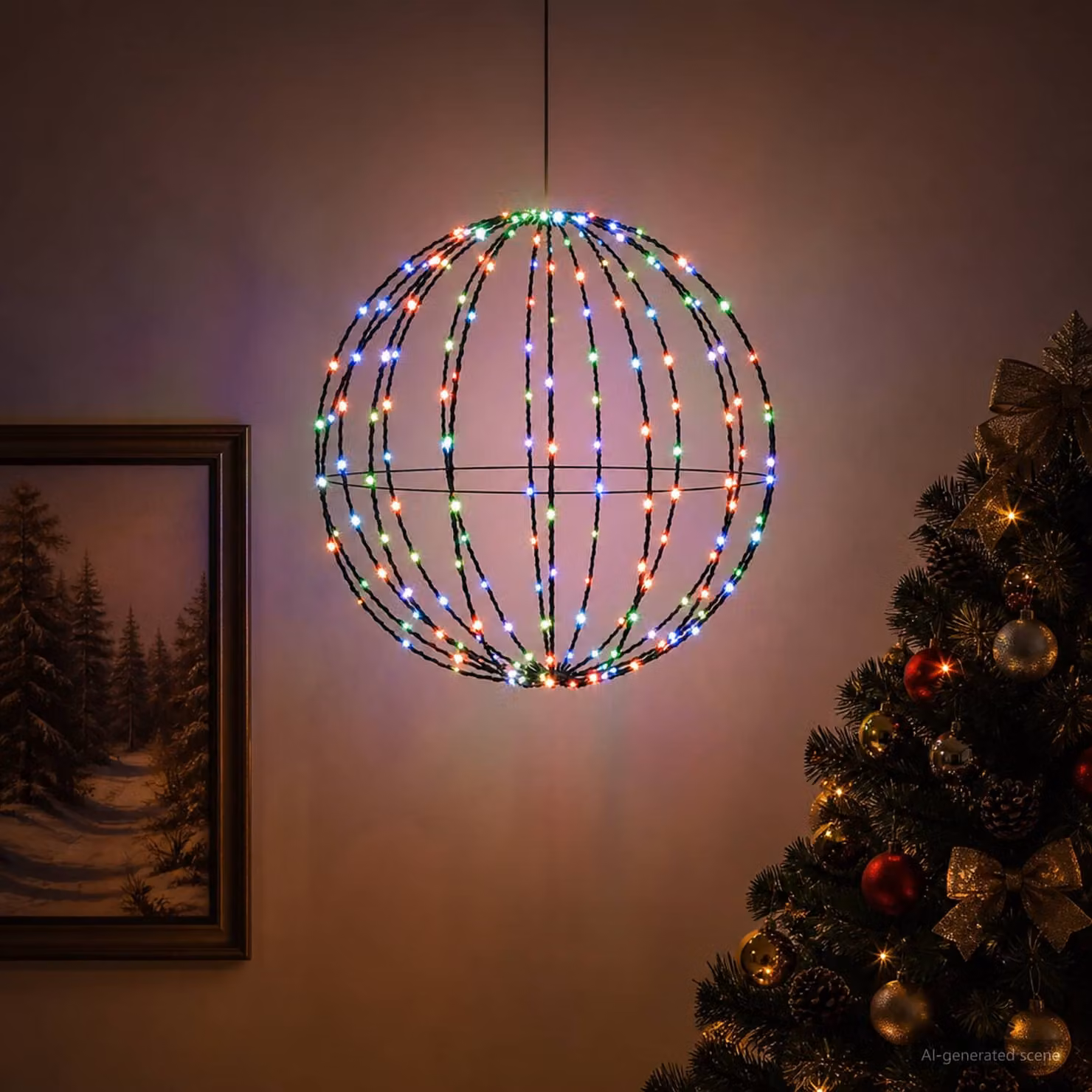 vidaXL Luce a punta di Natale 192 LED RGB Diametro 60 x 63 cm