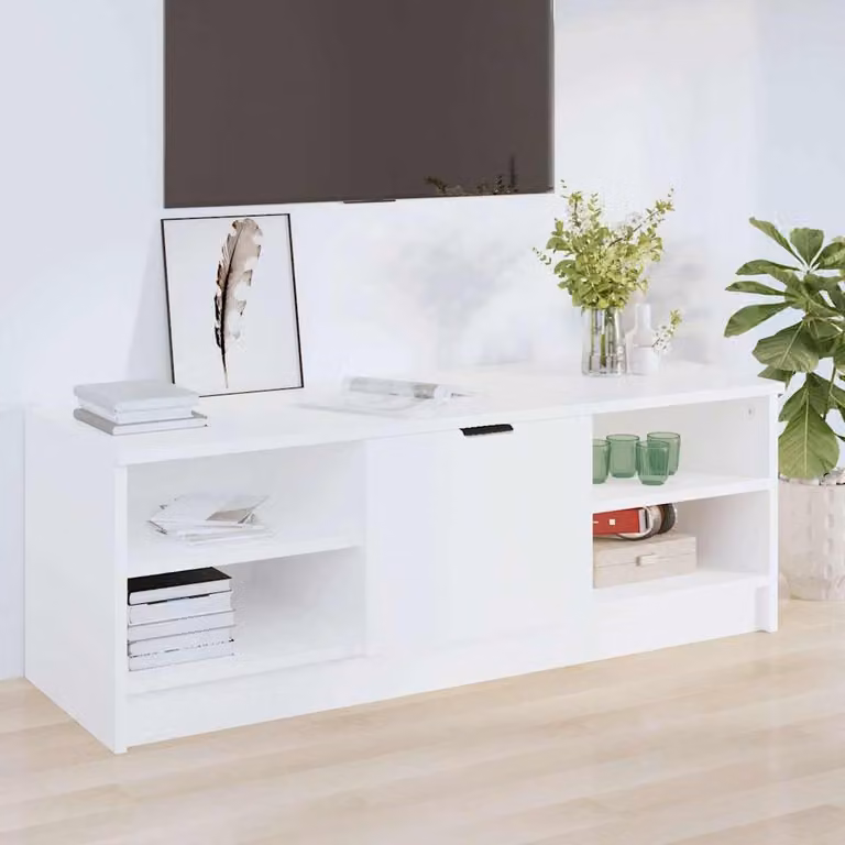 vidaXL Mobile Porta TV Bianco in Legno Multistrato e MDF L: 102 cm, P: 35,5 cm, H: 36,5 cm