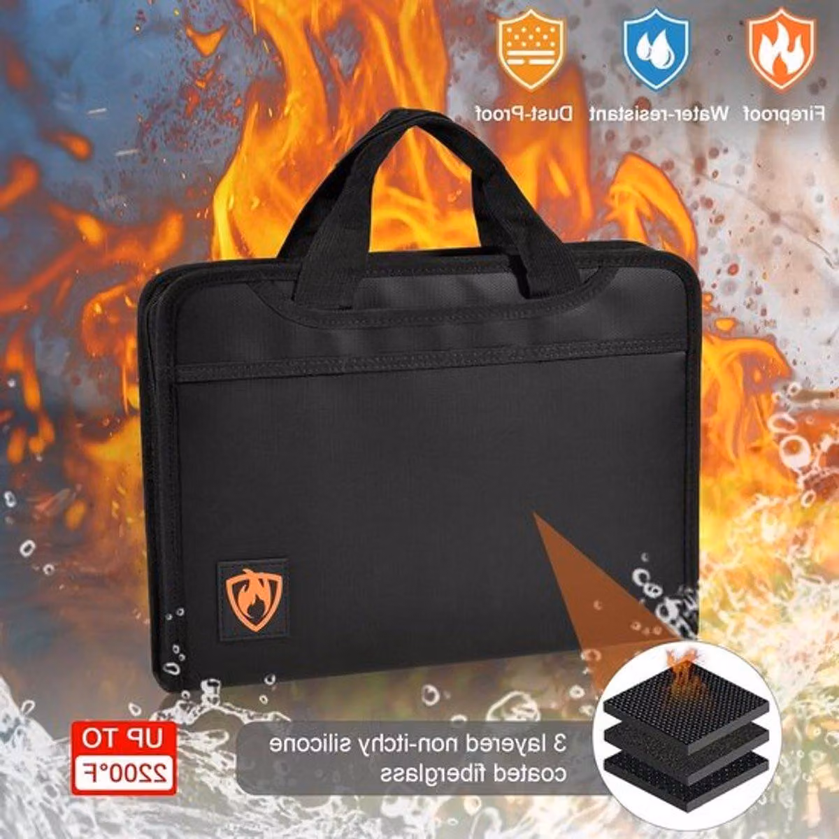 Custodia protettiva impermeabile per documenti, contenitore ignifugo per documenti importanti, dimensioni 36 x 26 x 5 cm