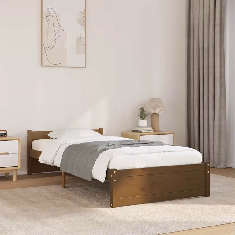 vidaXL Giroletto in legno massello di pino color ambra con doghe piatte L: 75 cm, P: 190 cm, H: 195,5 cm