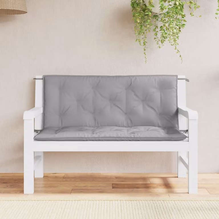 Set di 2 cuscini per panca da giardino vidaXL grigi in tessuto Oxford impermeabile L 120 cm x P 50 cm x H 7 cm