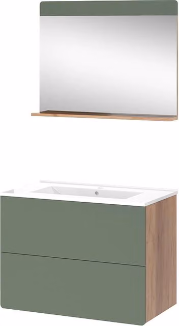 Set di mobili da bagno Izan Rovere dorato/Verde 3 pezzi Vicco