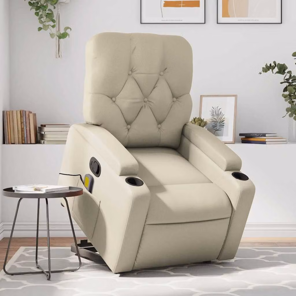 Poltrona Alzapersona Reclinabile con Assistenza Elettrica vidaXL in Similpelle Beige