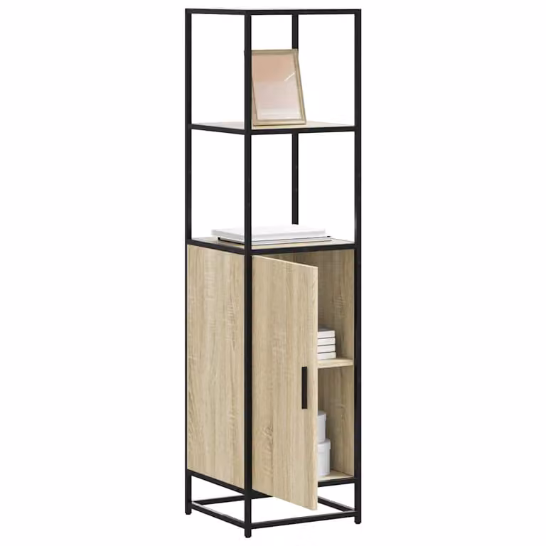 Credenza vidaXL in Rovere Sonoma e Metallo, Colore Marrone, L/P/H: 35,5 x 35,0 x 139,0 cm