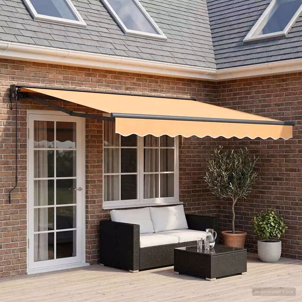 Tenda retrattile vidaXL in poliestere e alluminio, colore sabbia, L: 450 cm, P: 300 cm