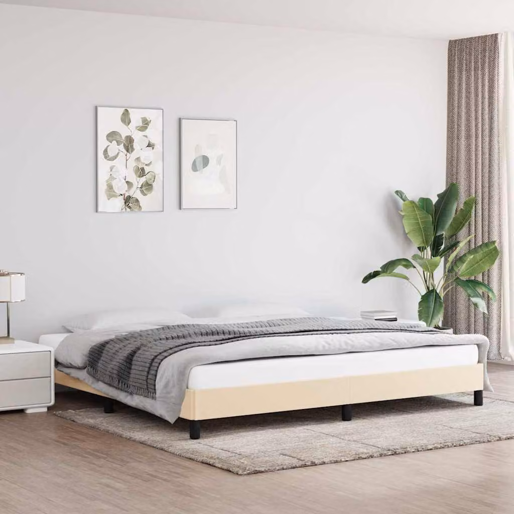 Giroletto vidaXL senza materasso in tessuto beige con doghe in legno L/P: 200 x 200 cm