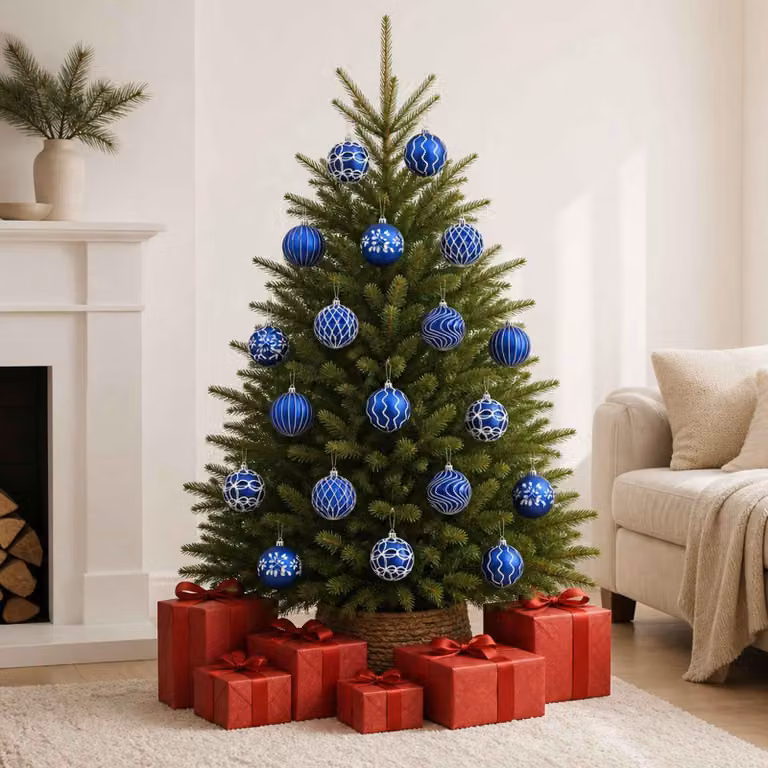 vidaXL Set di palline di Natale XL 18 pz Blu e Bianco 8 cm Polistirolo