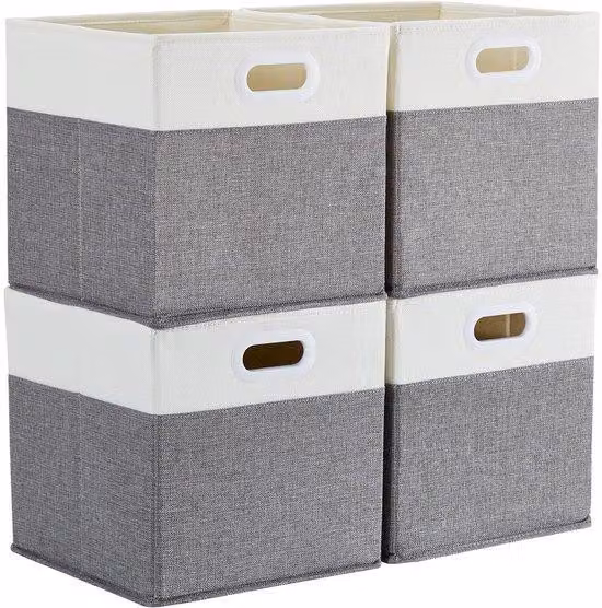 Ibenzoa® Contenitore portaoggetti 30x30x30 cm – stabile e pieghevole, lavabile, con aspetto simile al lino, dotato di maniglie in plastica ergonomiche, versatile per giocattoli, vestiti e libri