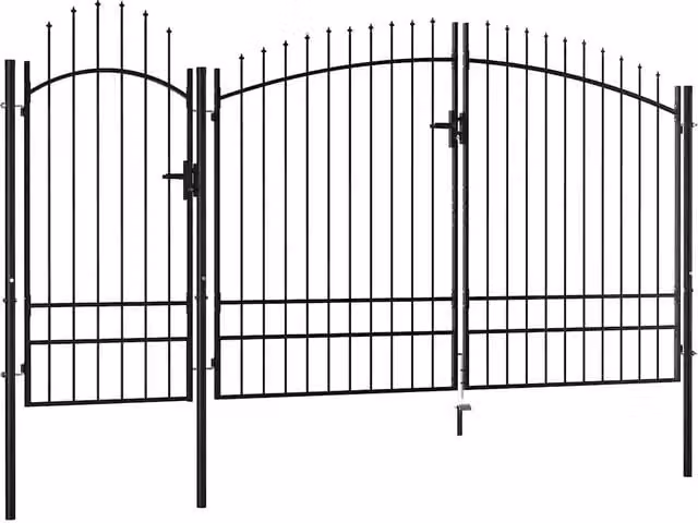 Cancello da Giardino Woerden in acciaio 1,95x4 m Nero 144366