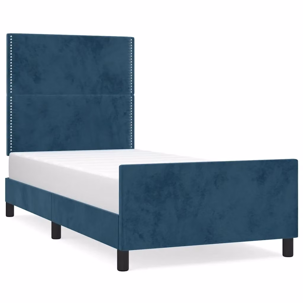 Giroletto vidaXL in Velluto Blu Scuro senza Materasso L/P/H: 100 x 200 x 128 cm – 2