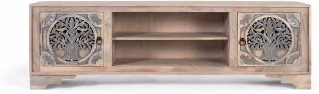 Mobile TV in legno di mango e metallo marrone stile rustico Giner Y Colomer L: 75 cm, P: 40 cm, H: 10 cm