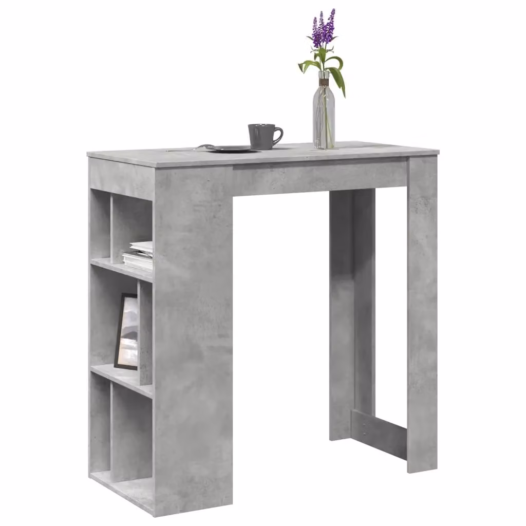 Tavolo Bar con Rastrelliera Grigio L: 102 cm, P: 50 cm, H: 103,5 cm in Multistrato e MDF – 2