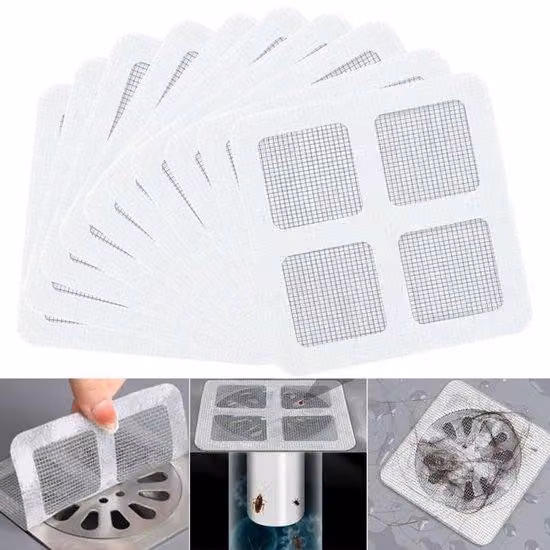 Filtro per capelli, set da 40 pezzi, filtro per lavandino e doccia, quadrato, per pavimento, bagno, coperchio raccogli capelli