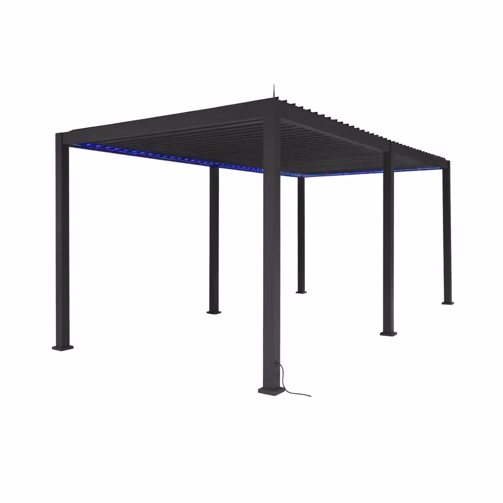 Pergola bioclimatica Sweeek in alluminio con illuminazione elettrica e design moderno L: 6 m, P: 3 m – 2