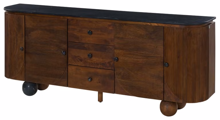 MASSIVMOEBEL24 | Credenza in legno di mango 200x40x80 laccato marrone scuro scuro FLORENZ #222
