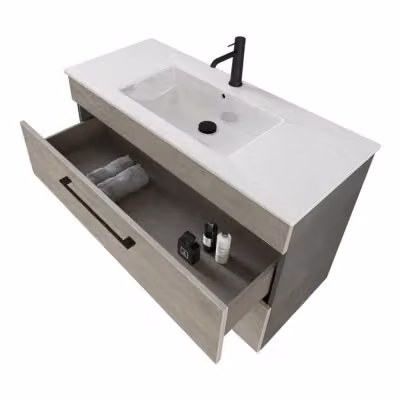 Mobile bagno sospeso INBAGNO Smart grigio legno con specchio a LED L 100 cm – 2