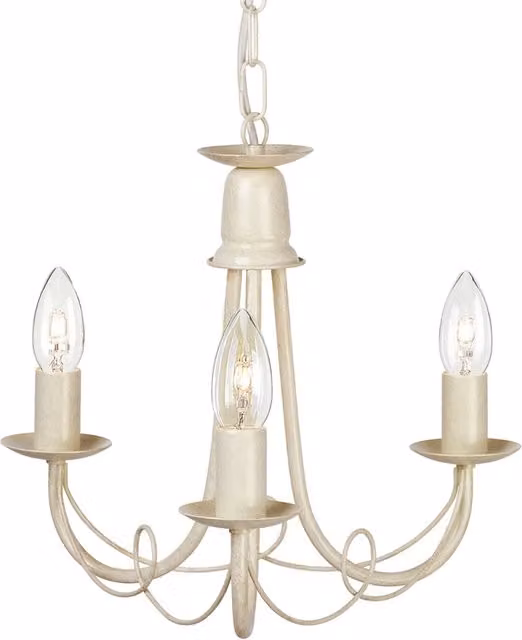 Lampadario a soffitto Industrial Nordico Minster di Elstead Lighting in metallo oro con 3 luci E14 e vetro trasparente