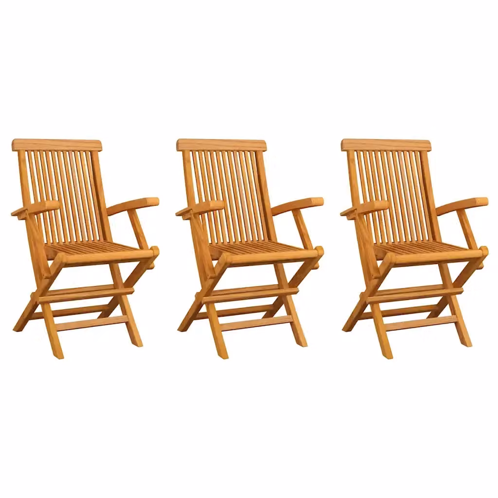 Set di 3 sedie pieghevoli da giardino vidaXL in legno di teak marrone – 2