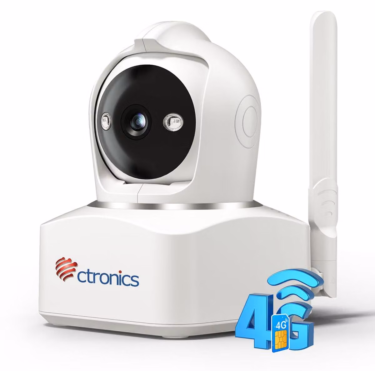 Telecamera di sicurezza interna 4MP con connettività 3G/4G LTE e slot per SIM, telecamera IP PTZ a 360° senza Wi-Fi, con rilevamento di persone/movimento, tracciamento automatico, visione notturna a colori e comunicazione bidirezionale