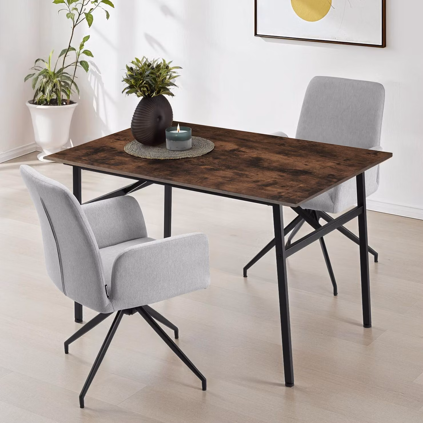 Tavolo da pranzo rettangolare TecTake GmbH in stile industriale, colore marrone, L: 150 cm, P: 75 cm, H: 76 cm – 3