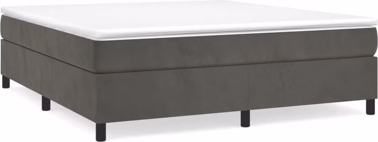 Giroletto a Molle con Materasso Grigio Scuro 160x200 cm Velluto