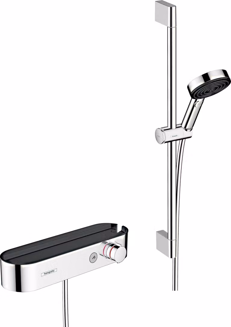 hansgrohe Pulsify Select S Système de douche 105, 3jet Relaxation, set avec thermostat, chrome, barre de douche 600mm, 24260000, 24260000