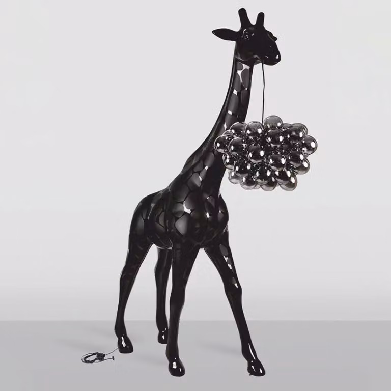 Casa Padrino Lampada da terra Giraffa Nero H. 230 cm - Lampade da terra a forma di animale