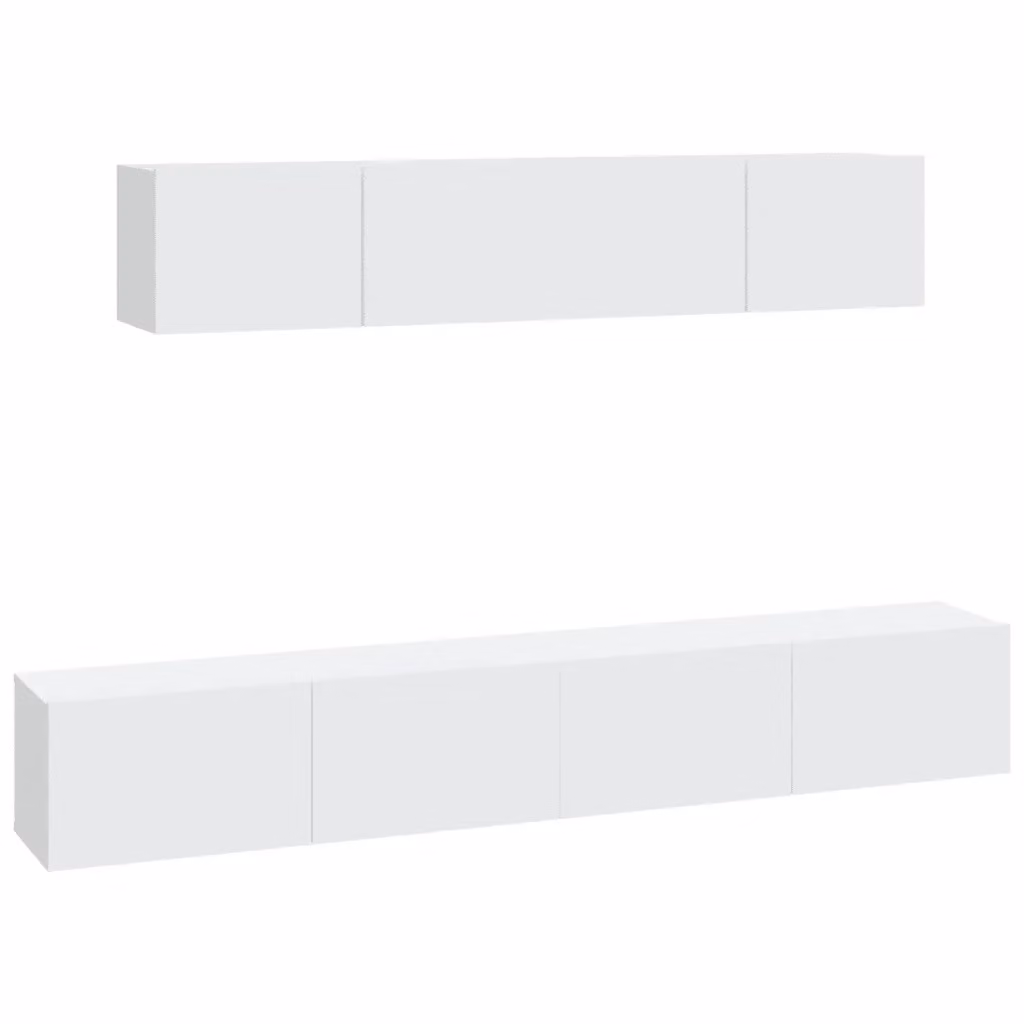 vidaXL Set di Mobili Porta TV 4 Pezzi Bianco in Legno Multistrato con Montaggio a Parete – 2