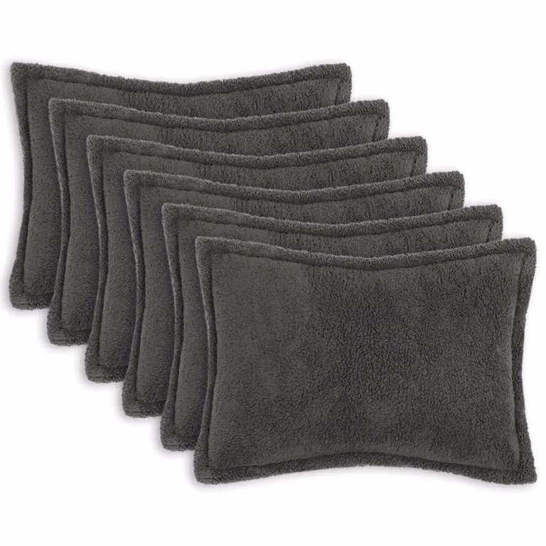 Set di 6 federe vidaXL HOUTEN in tessuto bouclé grigio scuro, L 50 cm x P 70 cm