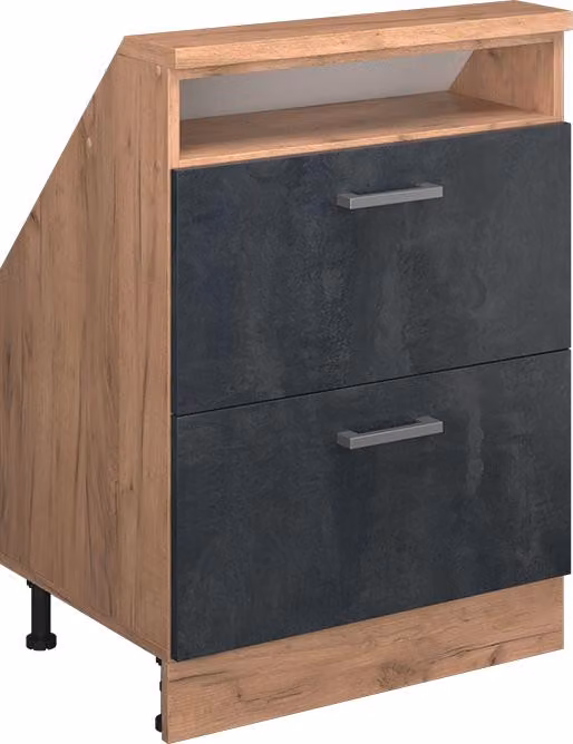Mobile cucina sottotetto Vicco R-Line Calce nera 60 cm con 2 cassetti, Model 58229