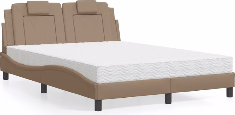 letto vidaXL "Viana" con materasso cappuccino-marrone 140x190 cm in ecopelle
