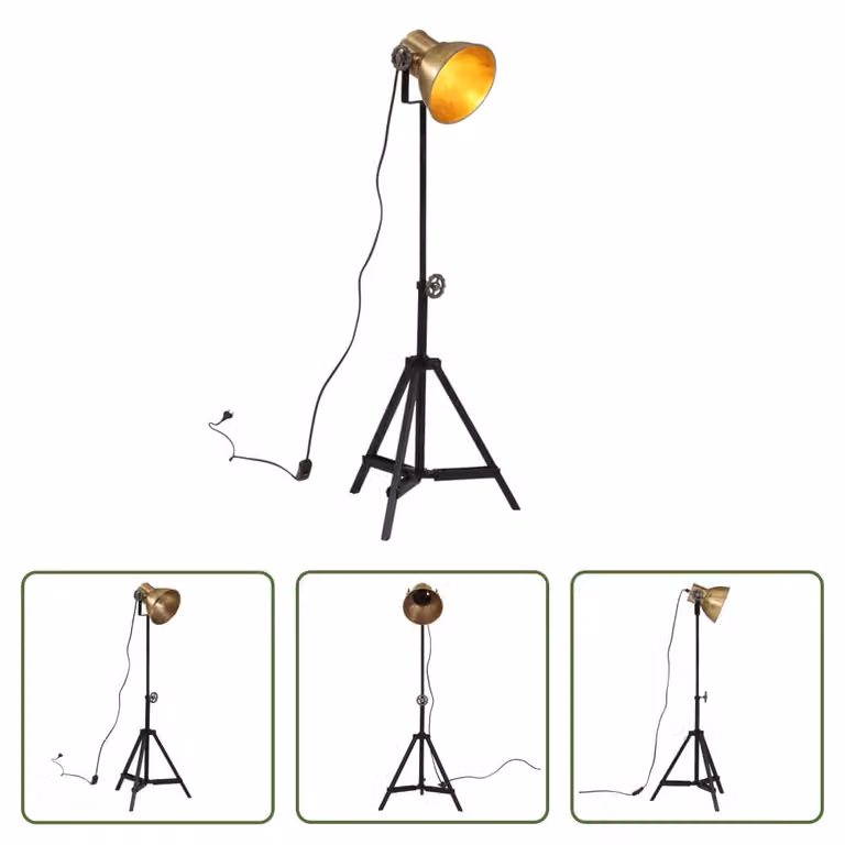 The Living Store Lampada da terra 25 W Ottone vintage 35x35x65/95 cm E27