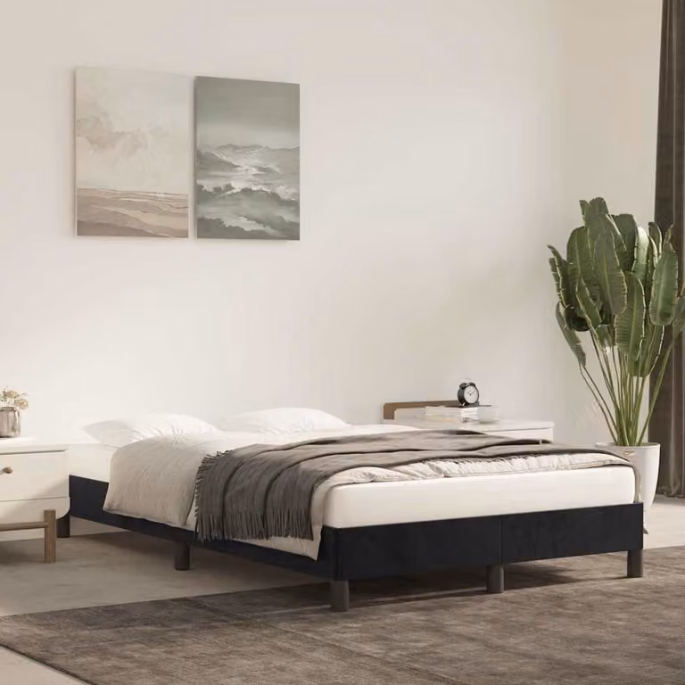 Giroletto vidaXL in velluto nero con struttura in legno e doghe, L/P/H: 120 x 200 cm