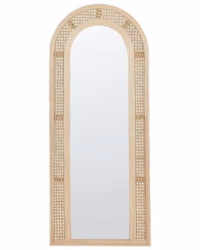 Beliani Specchio da parete ad arco in rattan naturale 120x50 cm