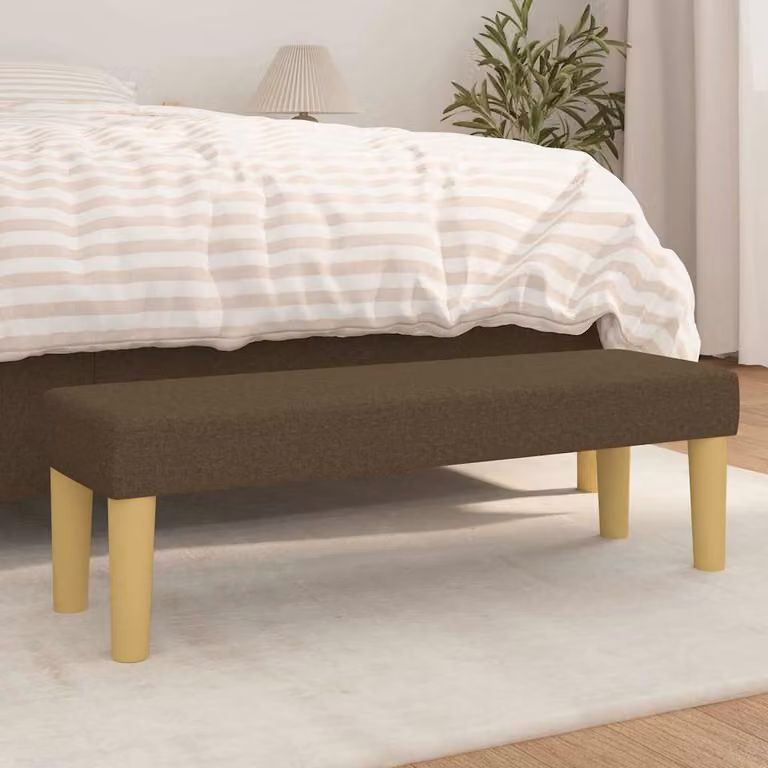 Panca vidaXL in tessuto marrone scuro con struttura in legno L 100 x P 30 x H 30 cm