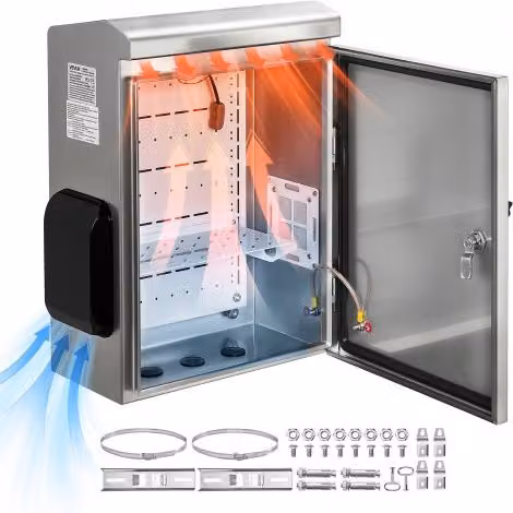VEVOR Scatola Elettrica da Esterno a Parete, Scatola di Derivazione Elettrica per Esterno Design Ventilato in Acciaio Inox Impermeabile IP65 Passacavi per Casa Officina Garage Centro Commerciale