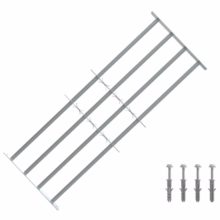Set di 3 griglie di sicurezza per finestre vidaXL in acciaio zincato color argento con 4 barre trasversali