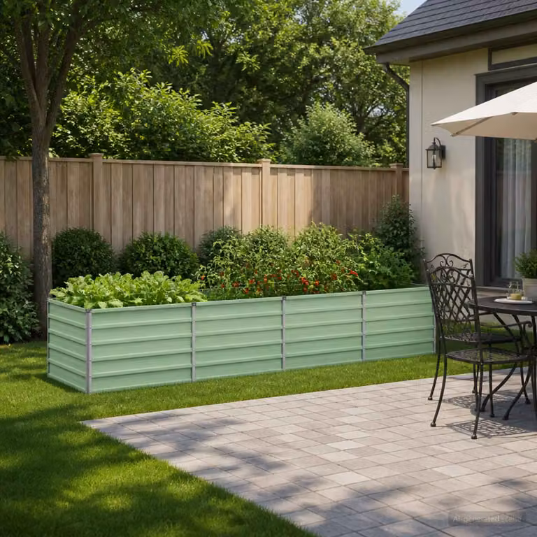 Letto rialzato da giardino vidaXL in metallo Verde, L: 320 cm, P: 80 cm, H: 55 cm