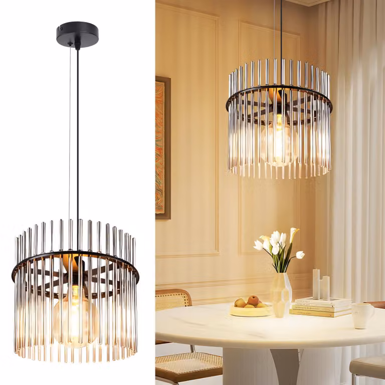 ZMH lampada a sospensione nera lampada da tavolo a sospensione - lampada a sospensione 1 fiamma E27 lampada da sala da pranzo a sospensione paralume in vetro retrò Ø 30 cm per sala da pranzo camera da letto caffè bar cucina (senza lampadina)
