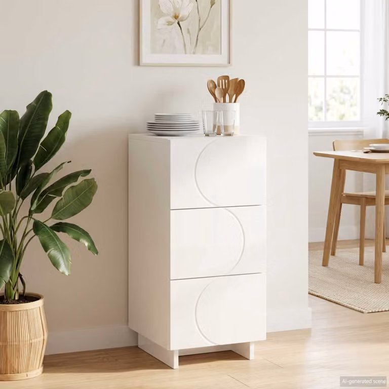 Credenza vidaXL Bianco Lucido in Legno Ingegnerizzato L: 33,5 cm, P: 34,5 cm, H: 75 cm
