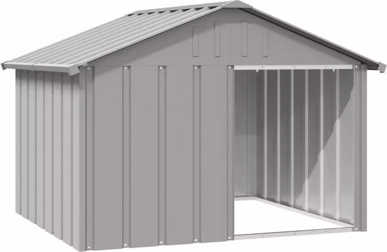 Casetta per Cani grigio 116,5x103x81,5 cm Acciaio Zincato