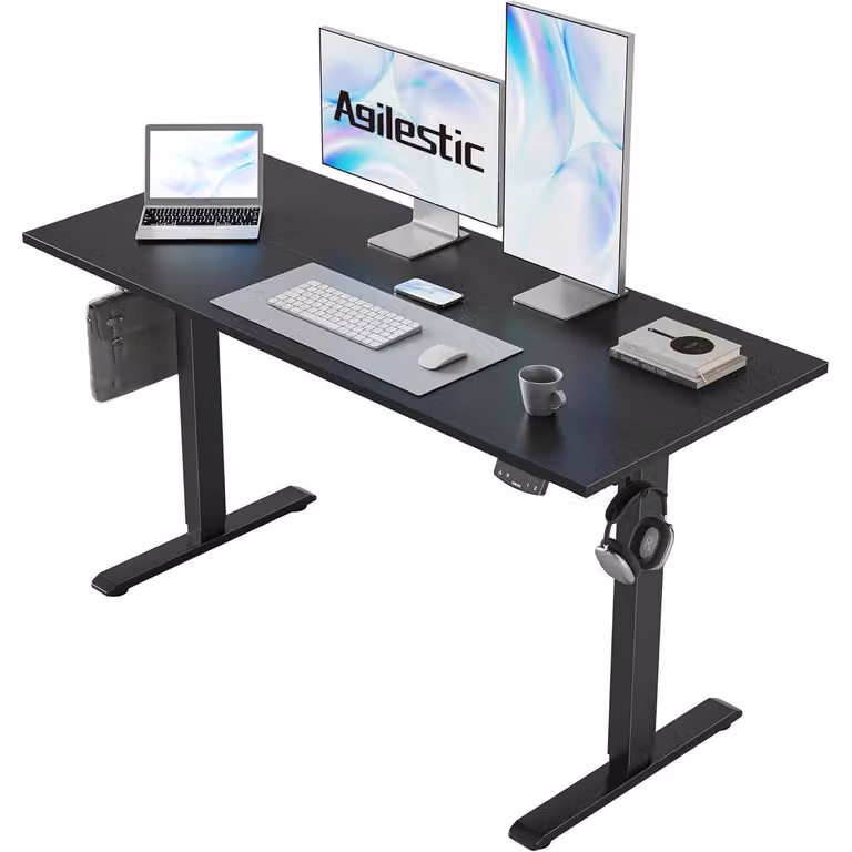 Scrivania elettrica, dimensioni 120 x 60 cm, regolabile in altezza con funzione di memoria, colore nero