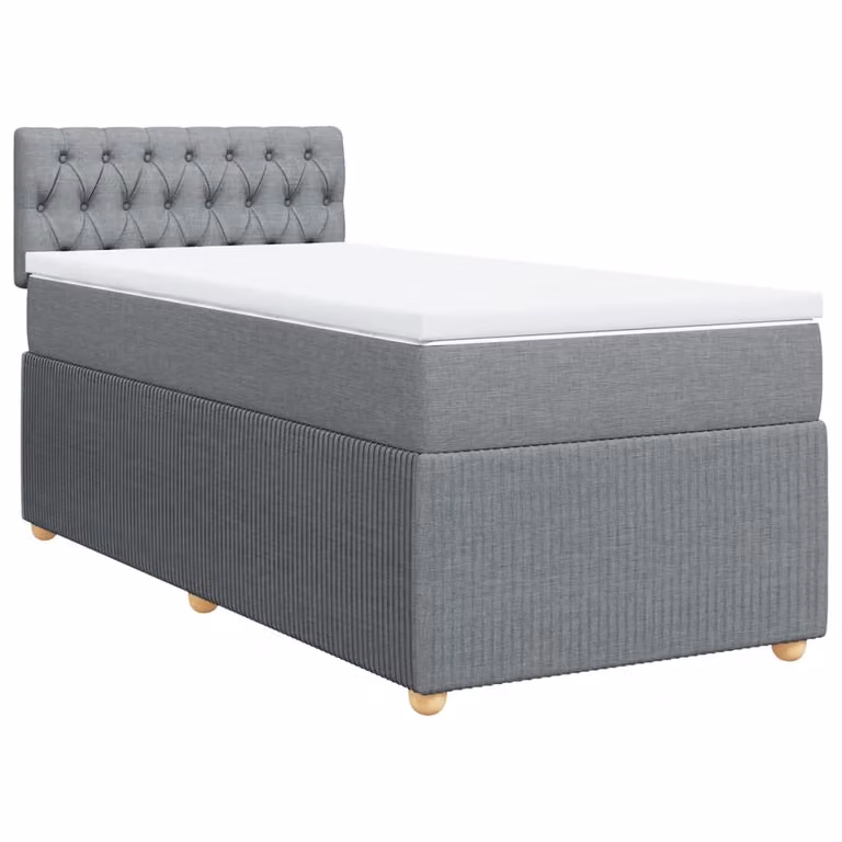 Giroletto a Molle con Materasso Grigio Chiaro 90x190 cm Tessuto
