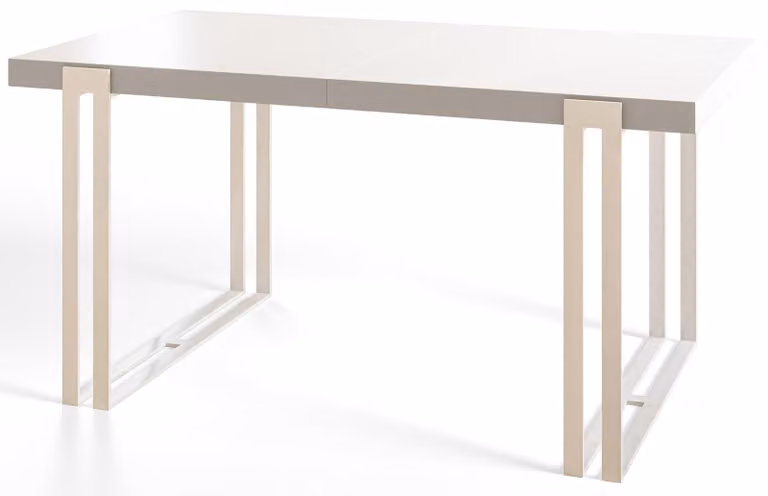 Tavolo da pranzo rettangolare allungabile rosa, tavolo da salotto moderno 180-280 x 90 x 77 cm, bianco con gambe in metallo bianco