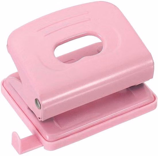 Perforatrice metallica da 1/4 di pollice con 2 fori - capacità di perforazione per 8 fogli, regolabile, rosa, adatta per uso in ufficio e domestico